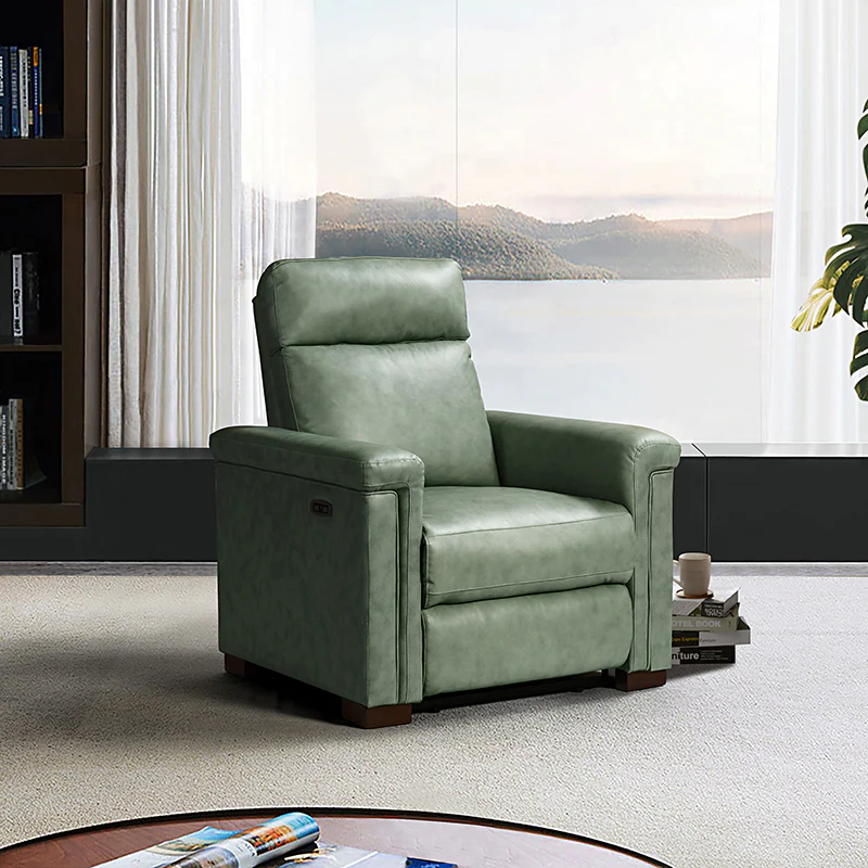 Lea 36.02 Wide Genuine Leather Power Recliner