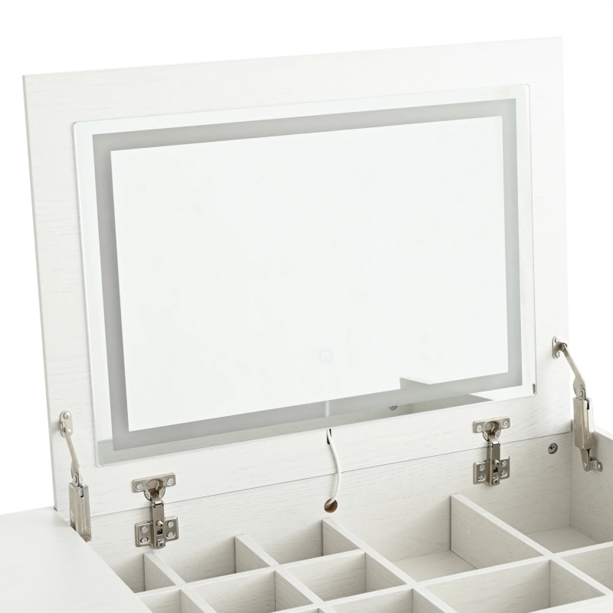 3-in-1 Vanity Desk with Lighted Flip-Top Mirror & Adjustable Cabinet, Makeup Dressing Table with Stool, Dresser with Drawers for Bedroom, White