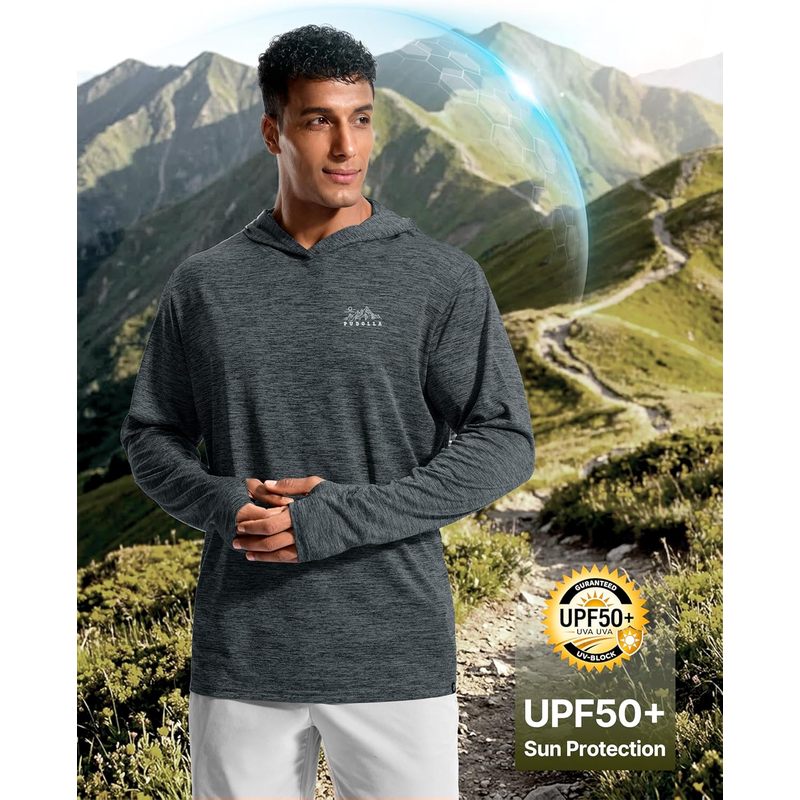 Men's UPF 50+ Sun Protection Hoodie Lightweight Long Sleeve