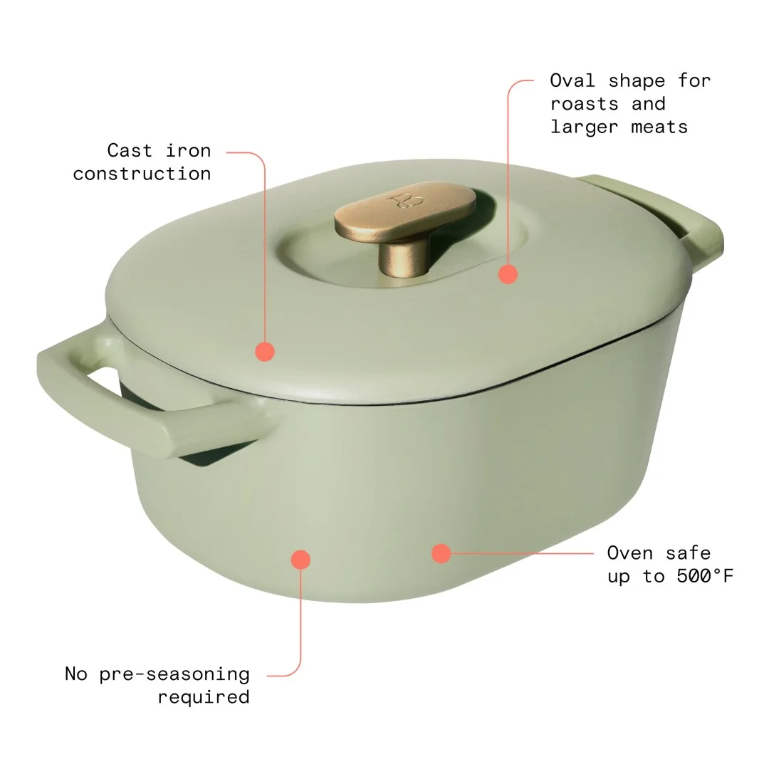 Beautiful 6 Quart Enamel Dutch Oven, Black Sesame by Drew Barrymore
