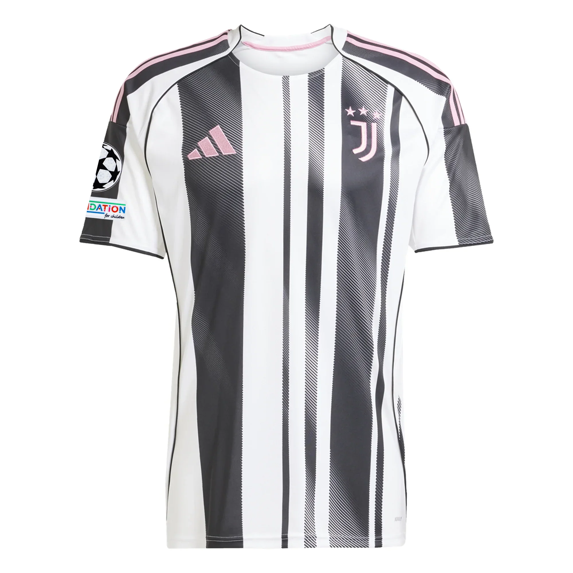 adidas Juventus Weston McKennie Home Jersey w/ Champions League Patches 25/26 (White/Black/Pink)