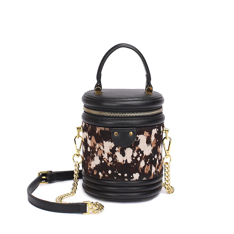 Bags for Women Autumn and Winter New European and American Retro Genuine Leather Handbags Bucket Bags Versatile Chain Crossbody Bag