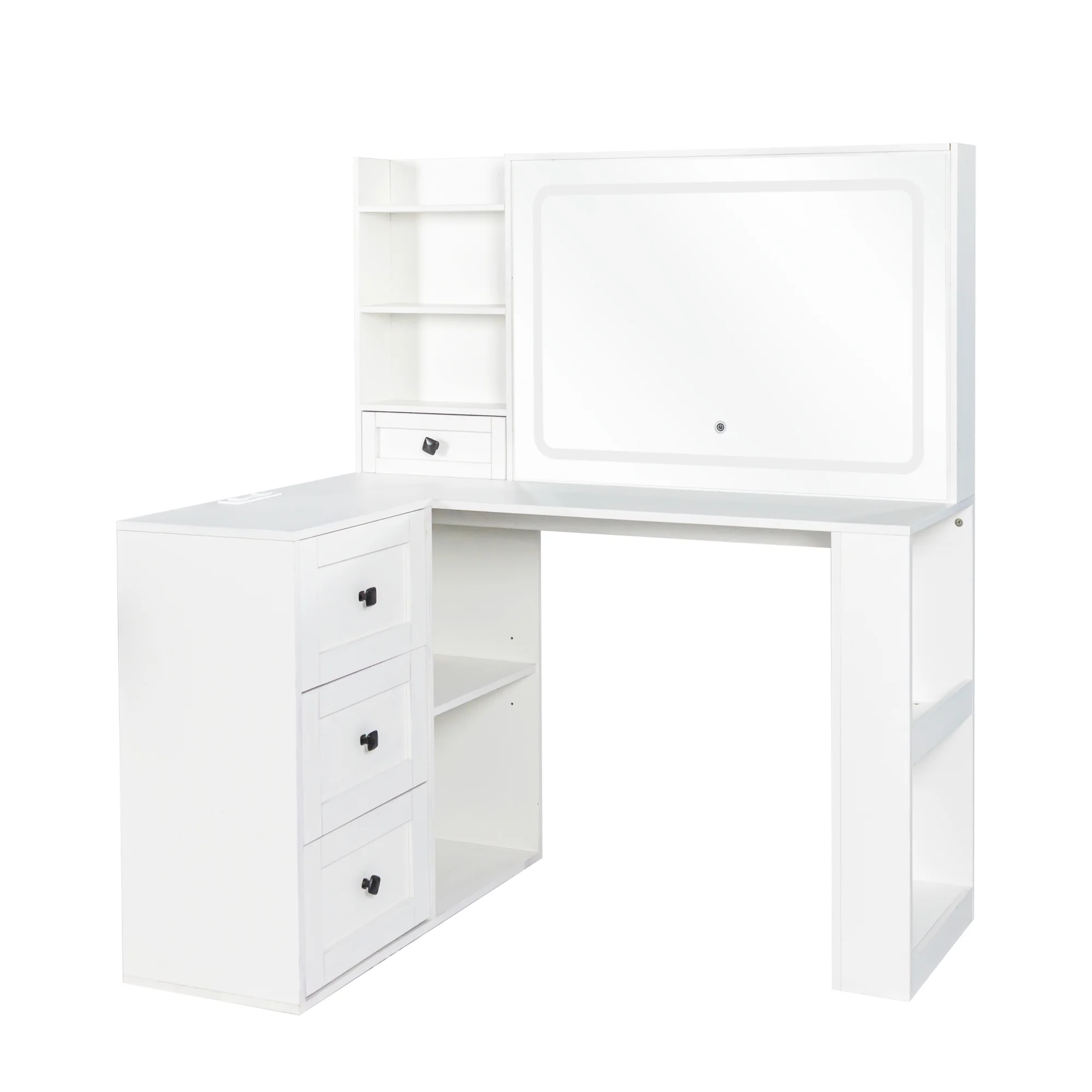 Makeup Vanity Desk With Mirror And Lights, Charging Station, Make Up Vanity With Storage And 3 Large Drawers, 3 Color Modes Available For Bedroom Living Room