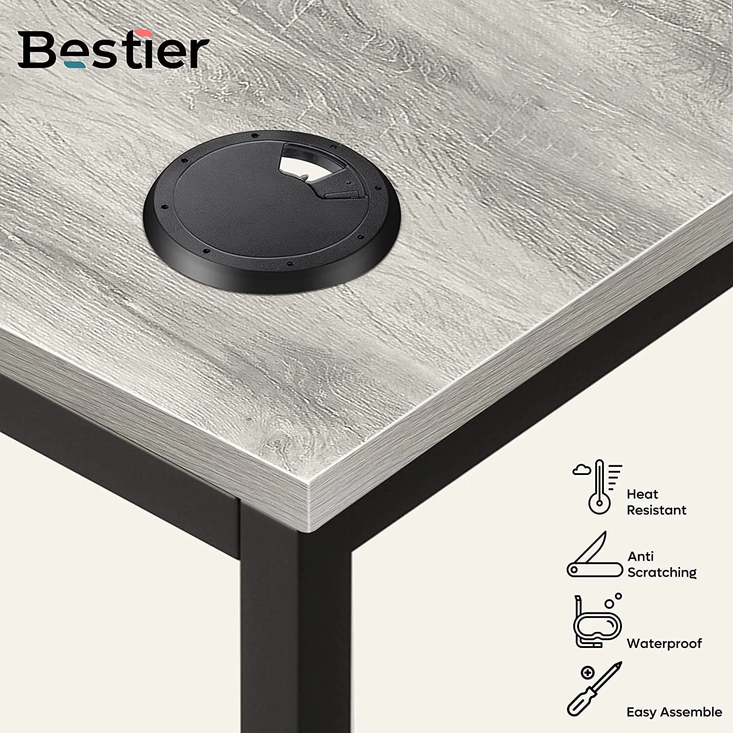 Bestier 86.6 inch Reversible L Shaped Desk with Shelves Grey