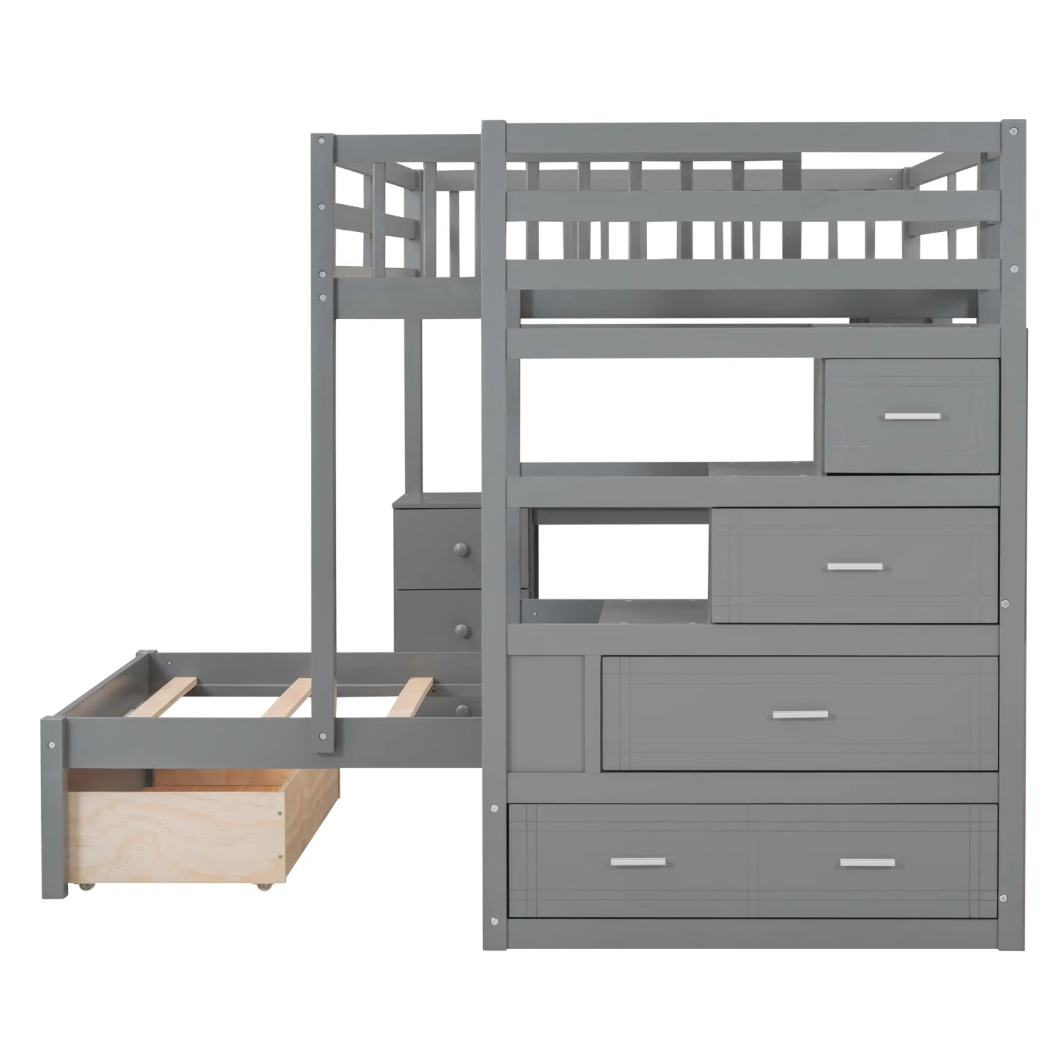 Harper & Bright Designs Full Over Twin Bunk Bed with Desk, Drawers and Shelves, L-Shaped Bunkbeds with Storage Staircase for Adults Bedroom, White