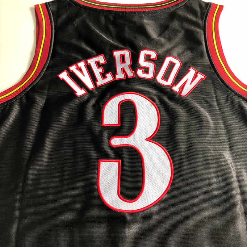 Mercerized Black #3 Allen Iverson 2000-01 Season AU Full Embroidery