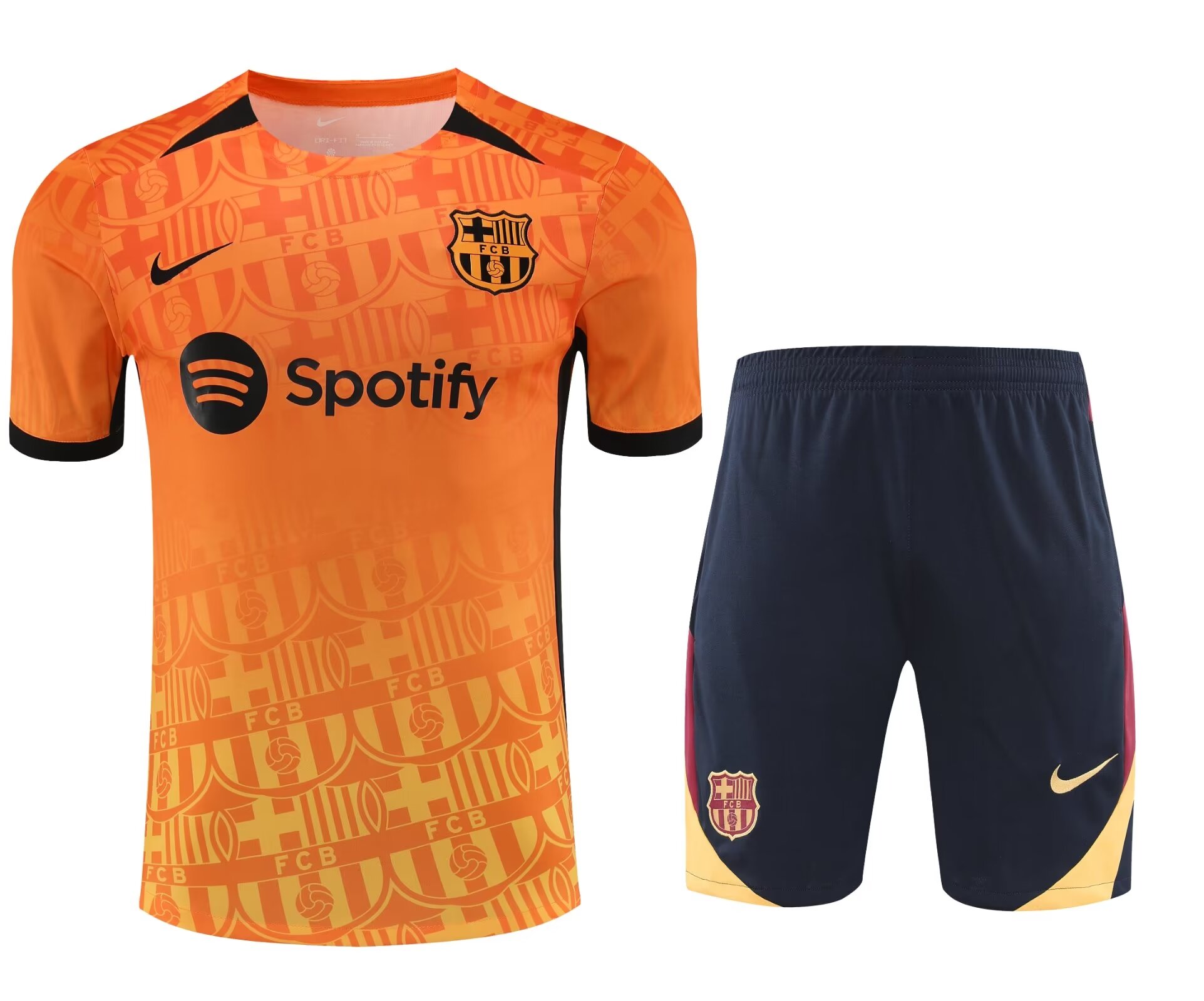 2024/2025 Barcelona Pre-match Training orange Shirt+Shorts 1:1 Thai Quality