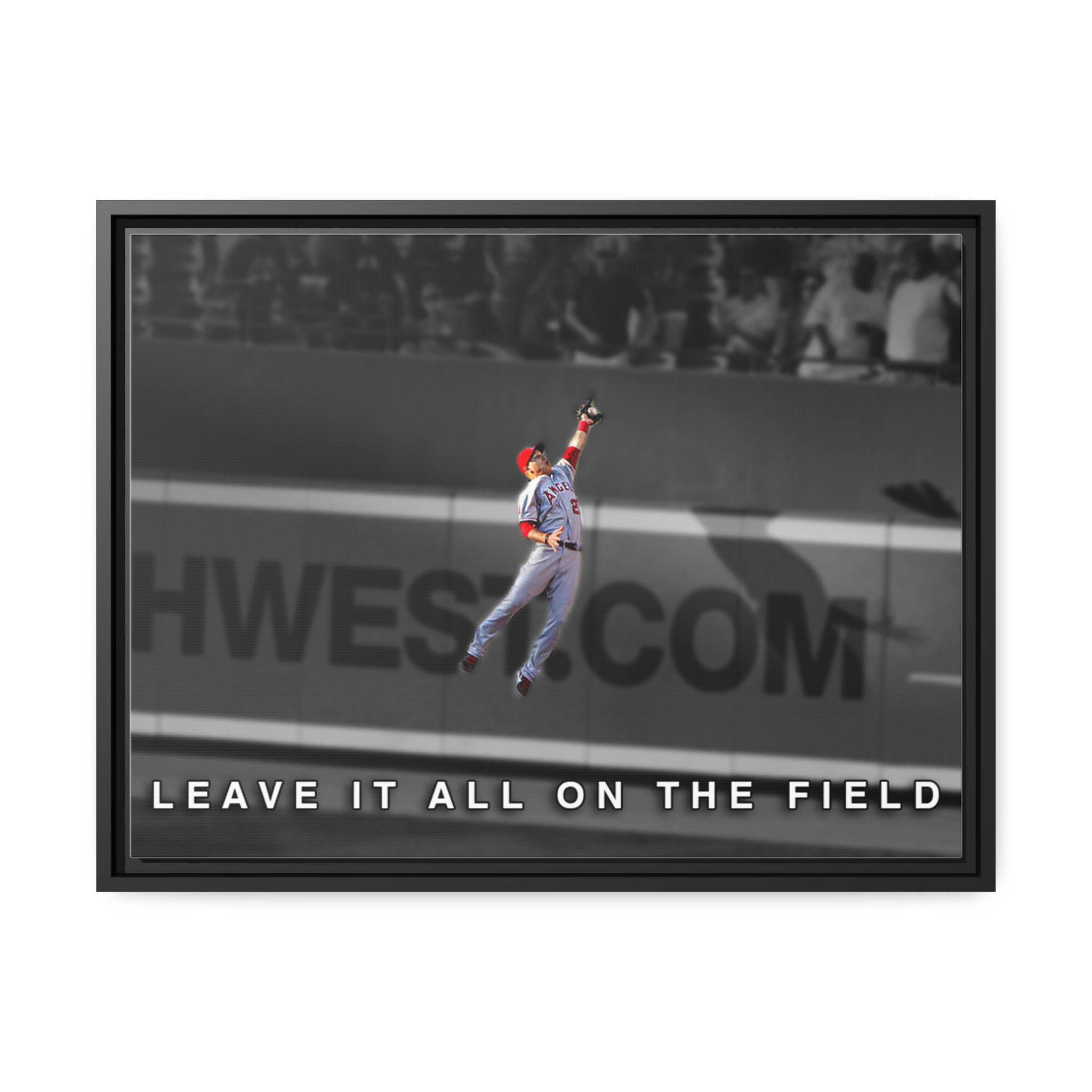 Mike Trout Los Angeles Angels Leave it All on the Field Premium Wall Art Framed Canvas