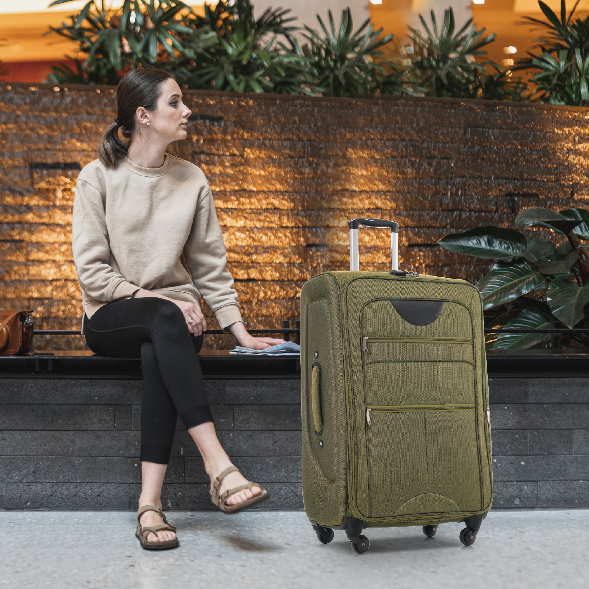 EUROCO 3 Piece Softside Luggage Set,Expandable Suitcase Set with TSA Lock and Spinner Wheels,Lightweight Suitcase for Men Women(20