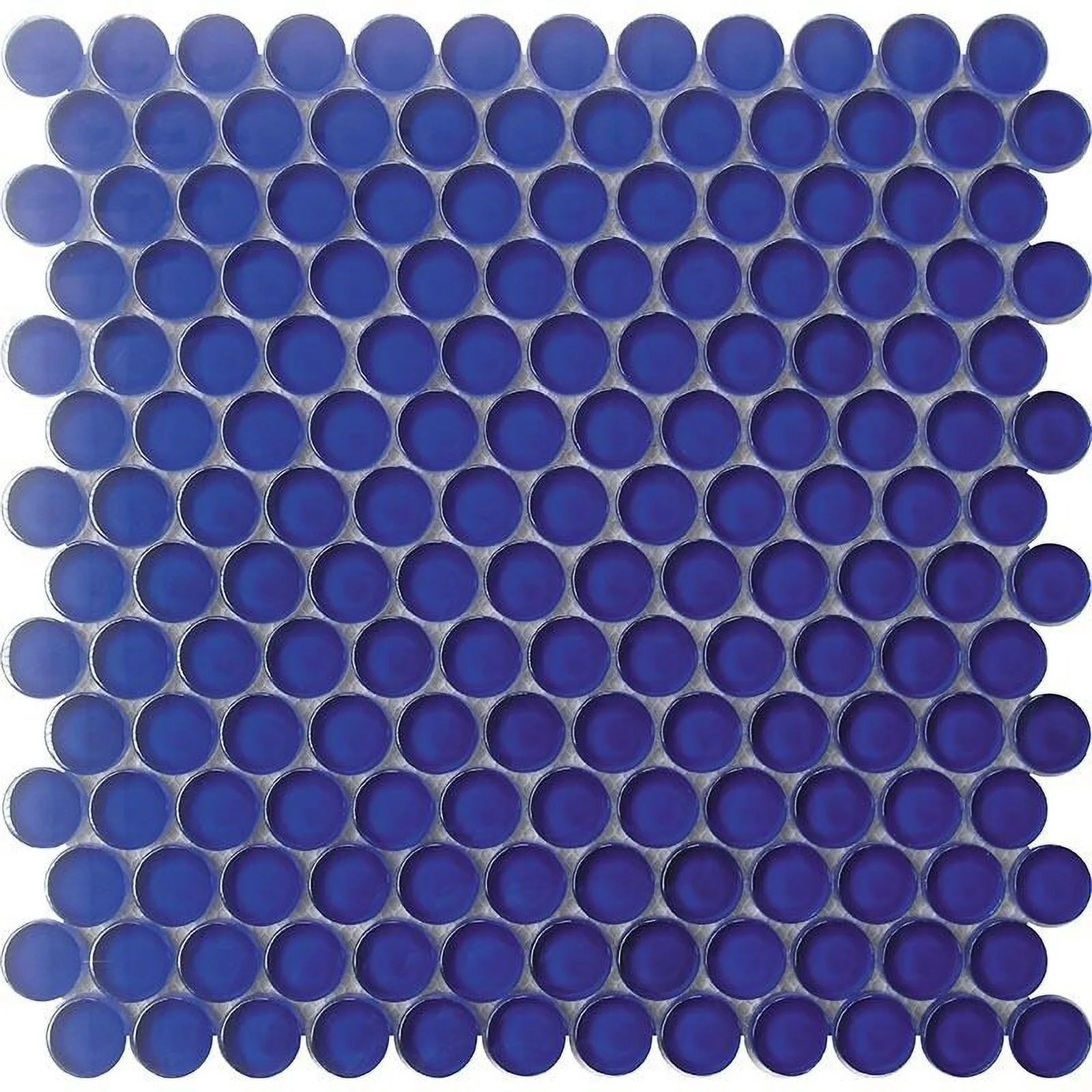 Apollo Tile   5 Pack 12-in x 12-in Royal Blue Penny Round Glossy Finished Glass Mosaic Wall and Floor Tile (5 sq ft/case)