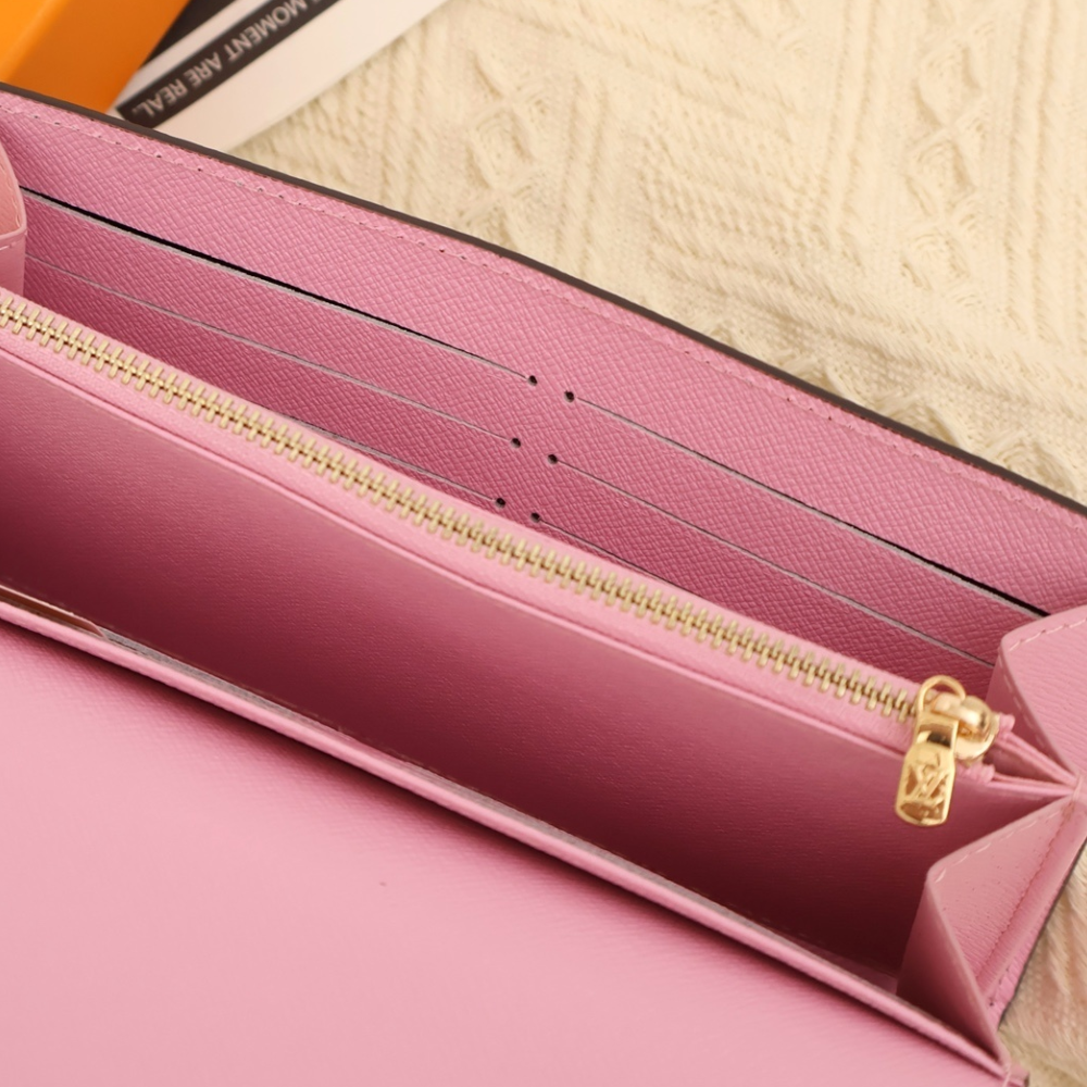 Louis Vuitton Sarah Wallet Damier Ebene Pink 7.5 Inches N40722