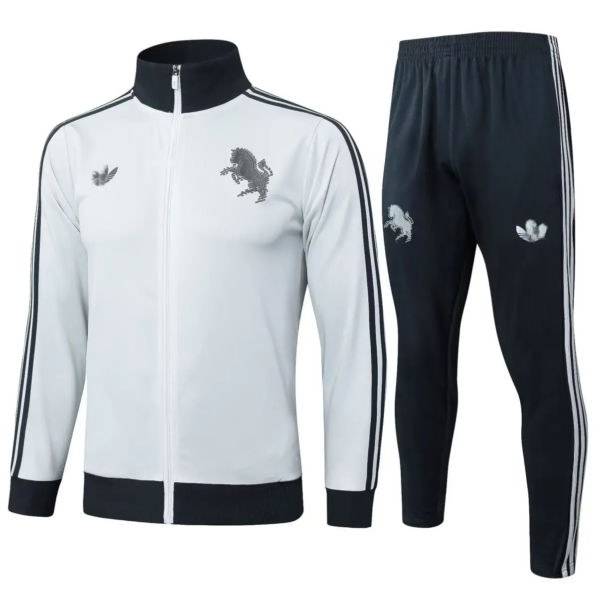 2024/25 Juventus long zipper jacket light grey training suit set