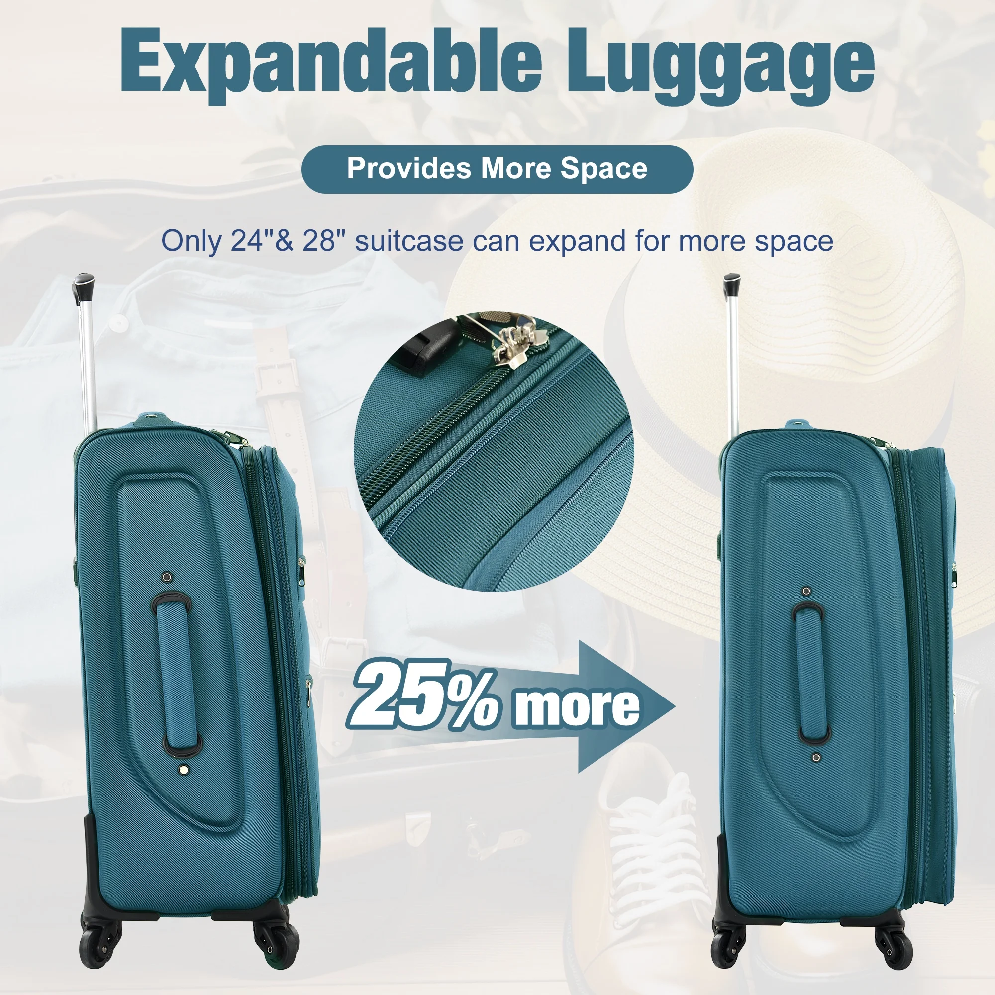 PAPROOS 3 PCS Luggage Set with Duffel Bag, Lightweight Carry on Softside Suitcases Set, 20in 24in 28in Expandable Suitcase with Spinner Wheel and TSA Lock, Softshell Luggage Travel Set, Gray