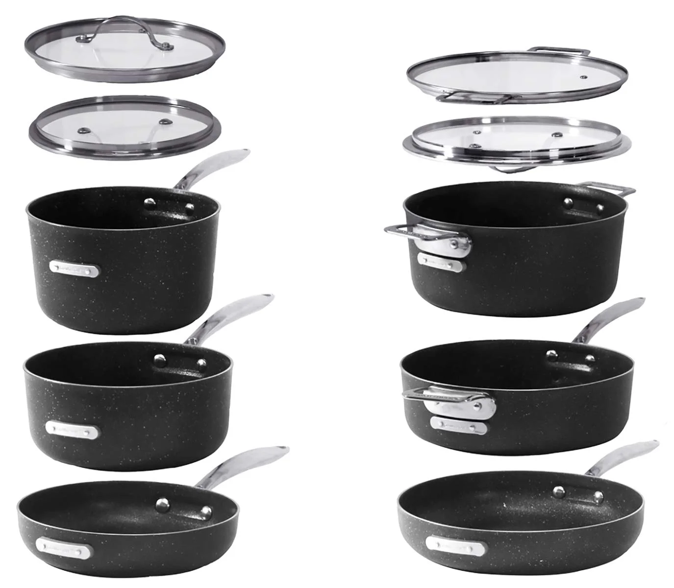 Granitestone Stackmaster Nonstick Pots and Pans Set, 10 Piece Complete Cookware Set, Stackable Design with Ultra Nonstick Mineral & Diamond Coating, Dishwasher & Oven Safe