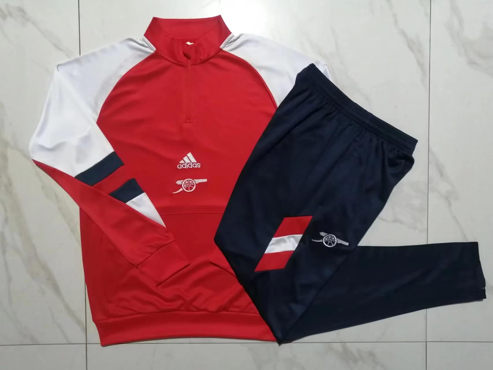 2023/2024 Arsenal Half-Pull Training Suit Red-White Football Shirt 1:1 Thai Quality