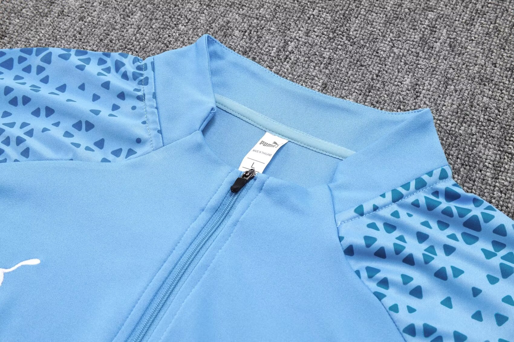 2023/2024 Manchester City Half Pull Training Wear Blue Football Shirt