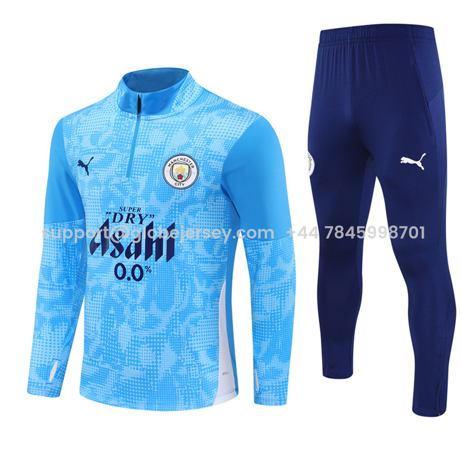 Manchester City 25-26 Long Sleeve Training Set -Light Blue Top & Deep Blue Pants