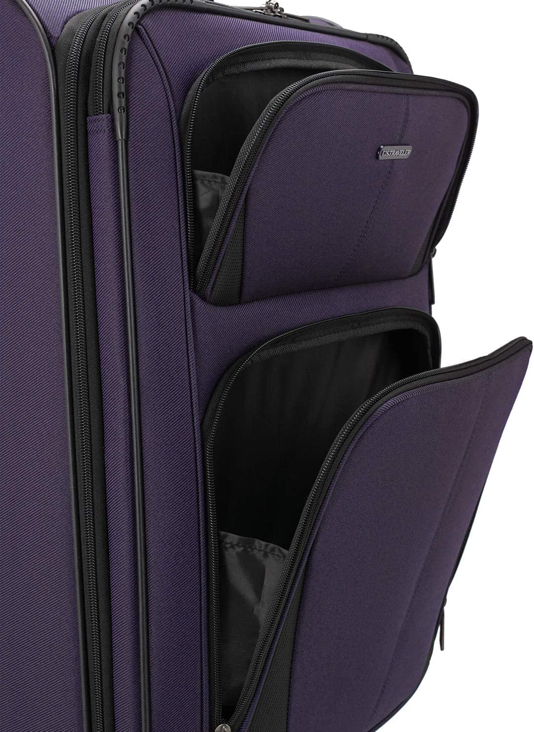 U.S. Traveler Aviron Bay Expandable Softside Luggage Set with Spinner Wheels, Navy, 2-Piece (23/31)