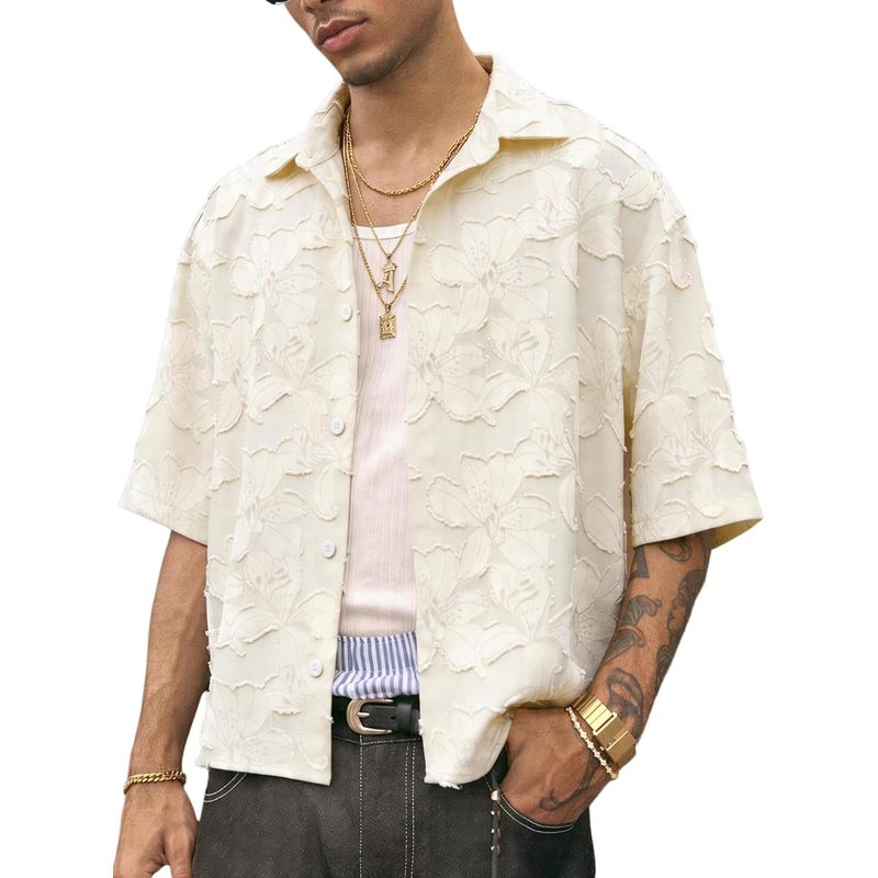 Men's Button Down Shirt Streetwear Crop Top Country Concert Outfits
