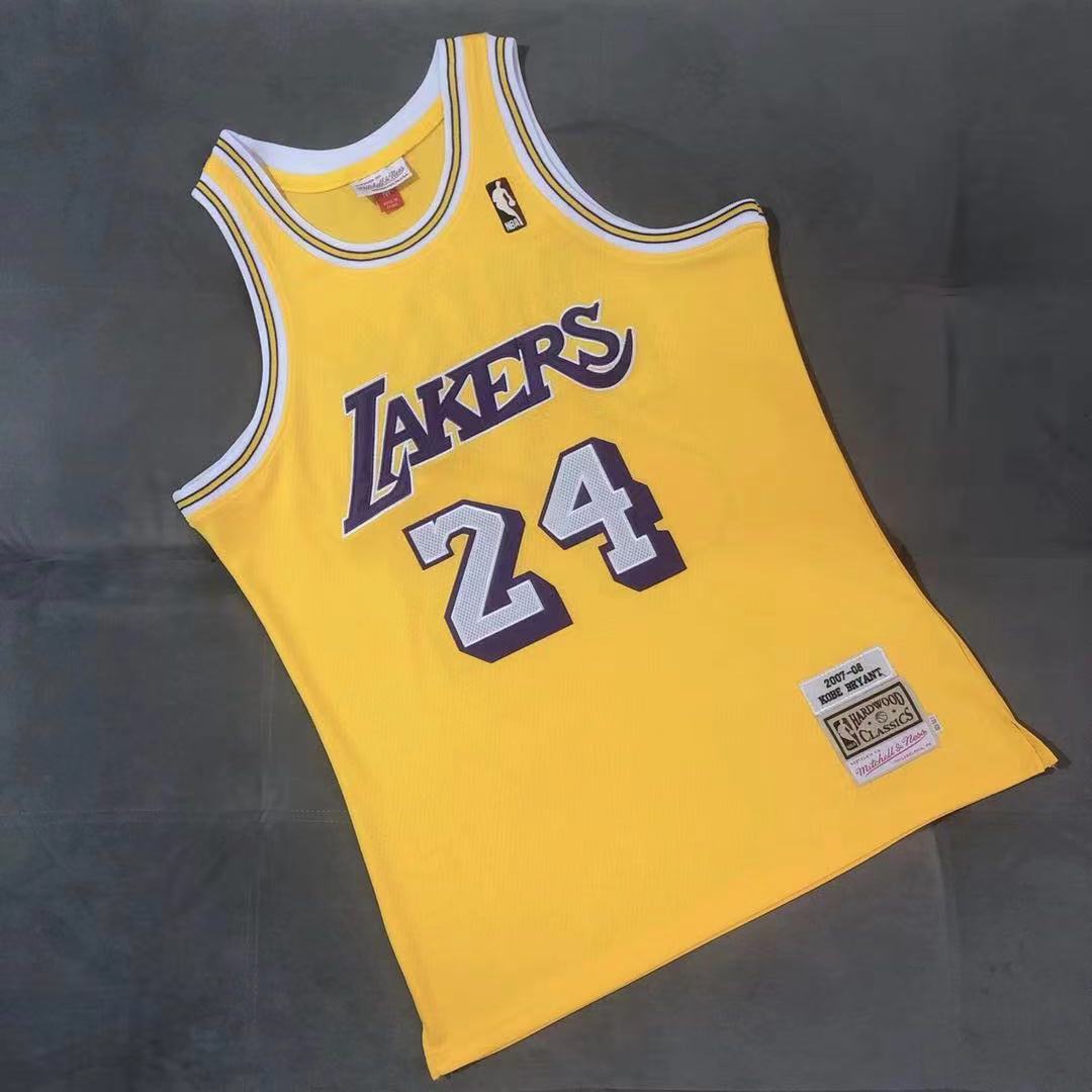 mitchellness Lakers #24 Kobe 2007-08AU dense embroidery yellow jersey