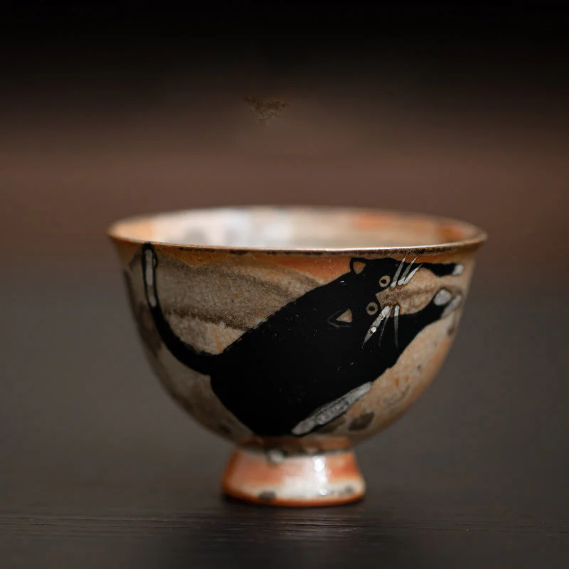Buddha Stones Small Cute Cat Teacup Kung Fu Tea Cup 60ml