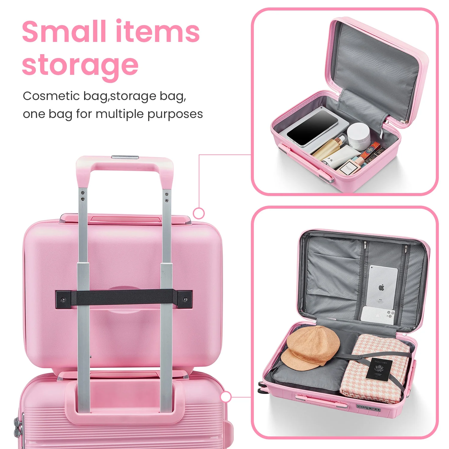 4 Piece Luggage Set, Expandable Lightweight Suitcase Set, PP Materials Travel Luggage with TSA Lock Spinner Wheels, White (14/20/24/28)