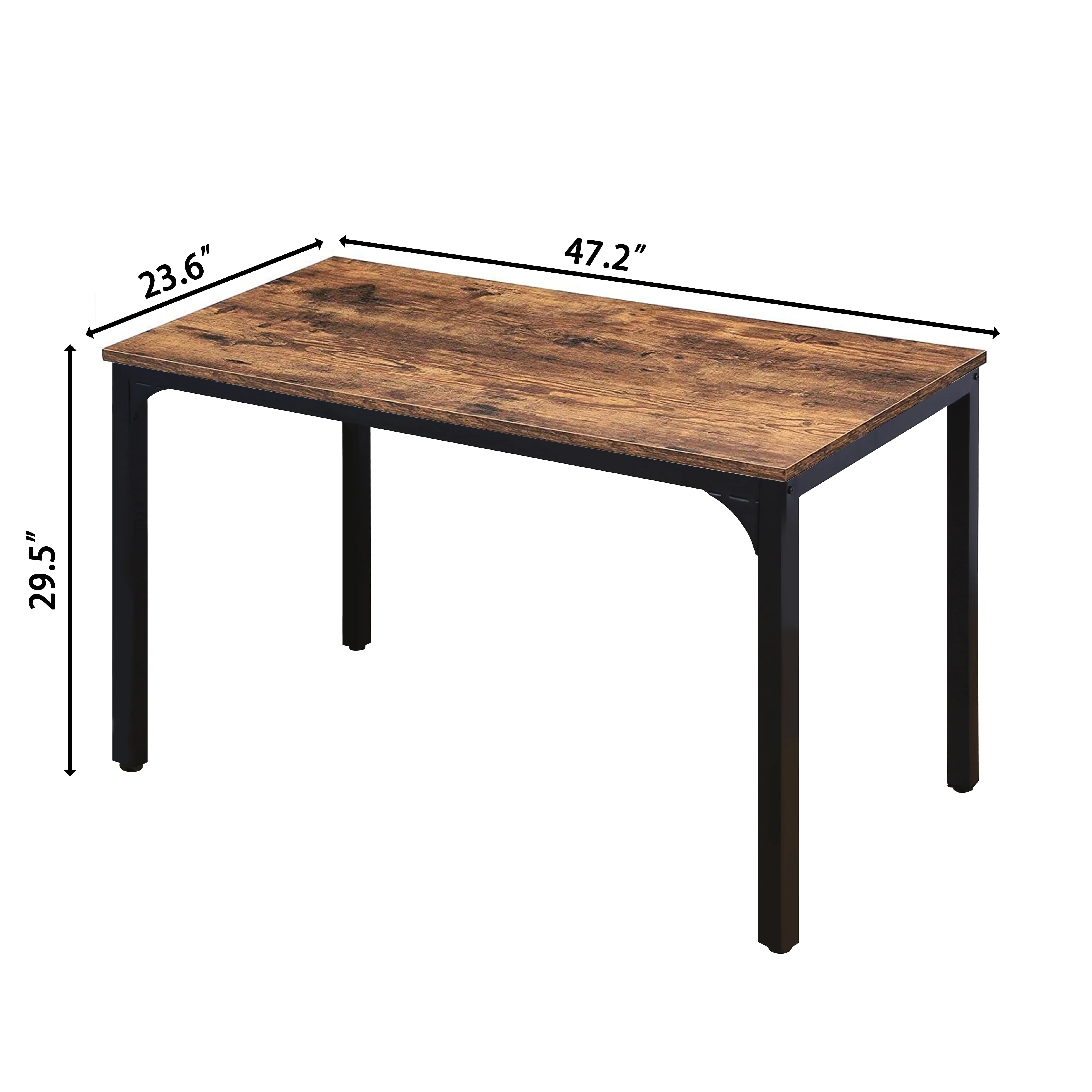 VEIKOUS 47'' Industrial Dining Table Desk w/Adjustable Footpad&Metal Frame for Kitchen,Dining Room