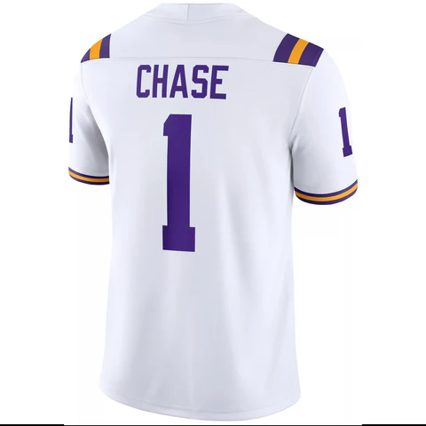 LSU Tigers #1 Ja'Marr Chase Team Replica Football Jersey – White
