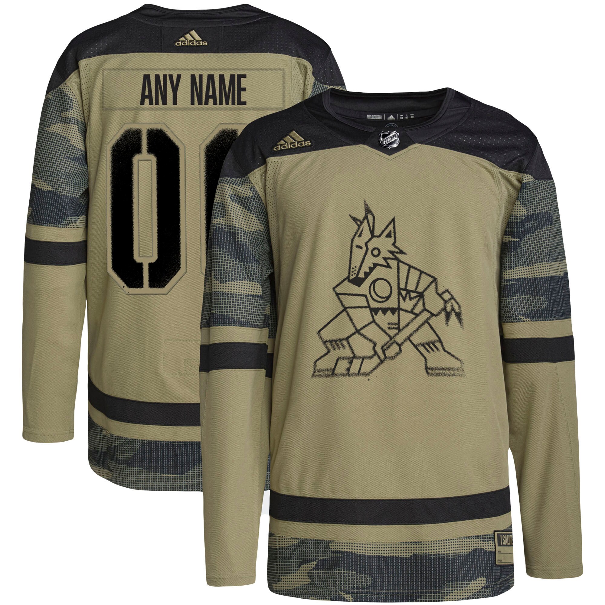 Arizona Coyotes  Military Appreciation Team  Custom Practice Jersey – Camo