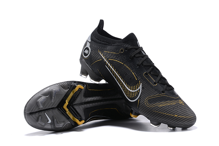 Assassin XIV semi-low-top black and gold waterproof knitted FG football shoes
