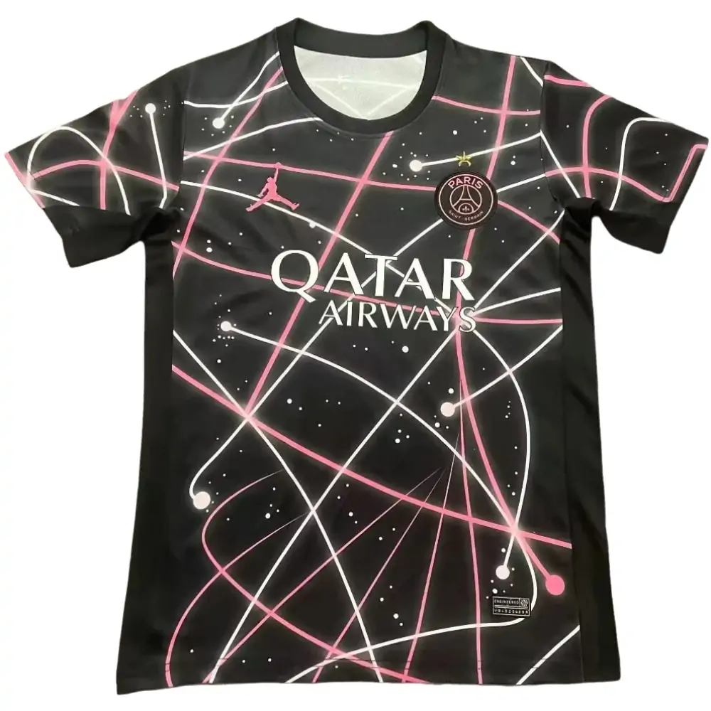 25-26 Paris pre-match uniform striped pink star jersey - Fan version