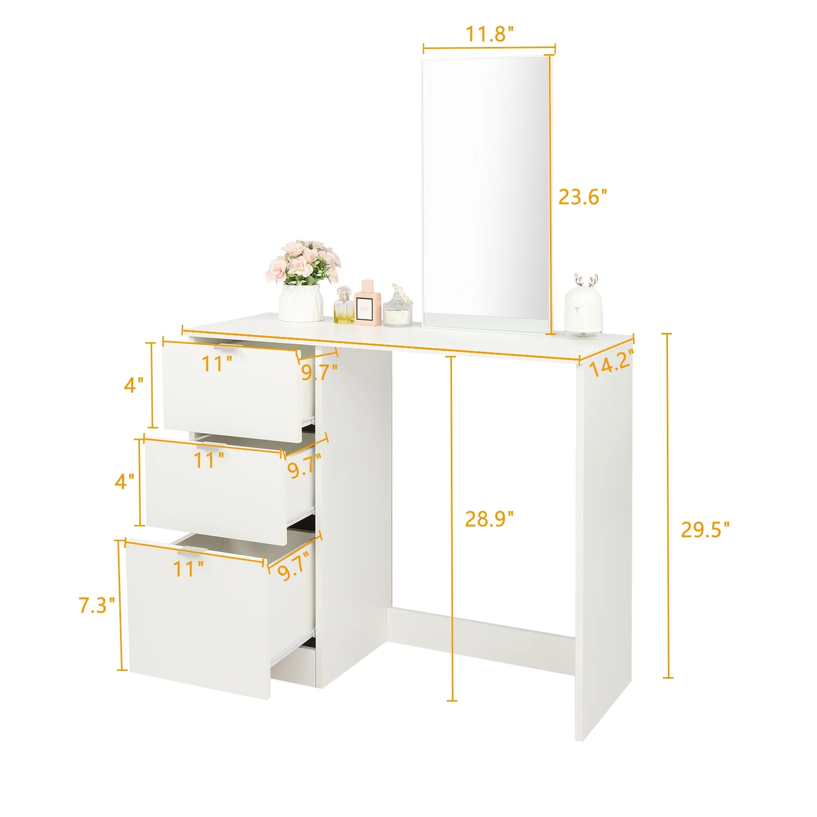 Ktaxon Vanity Set with 3 Color Lighted Mirror, Makeup Table with 6 Drawers, Dressing Table Makeup Desk with Stool,White
