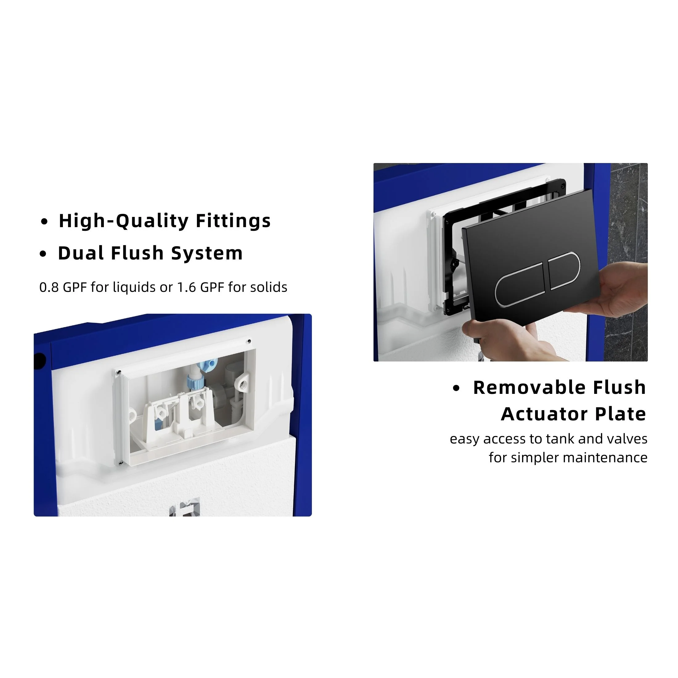 Los Flexi Compact Wall-Mount Toilet Set - Round Bowl, In-Wall Tank, Tornado Flush, Actuator Plate Included