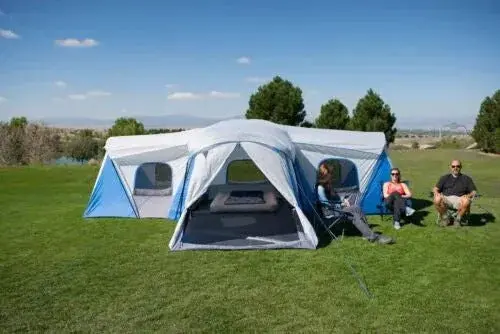 16-Person Family Camping Tent – Three-Room Layout with Triple Entry Points
