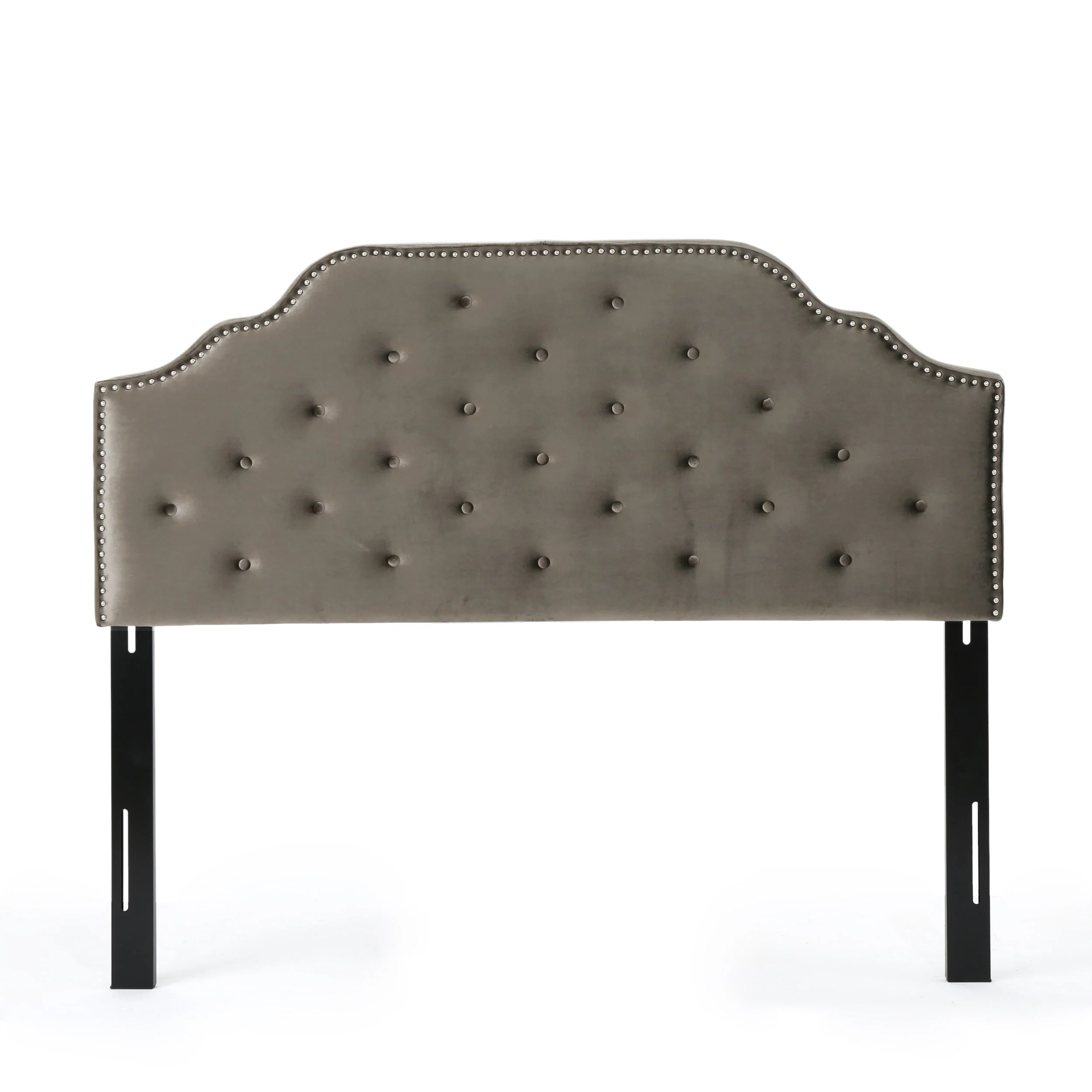 Noble House Miller Velvet Queen/Full Headboard, Grey
