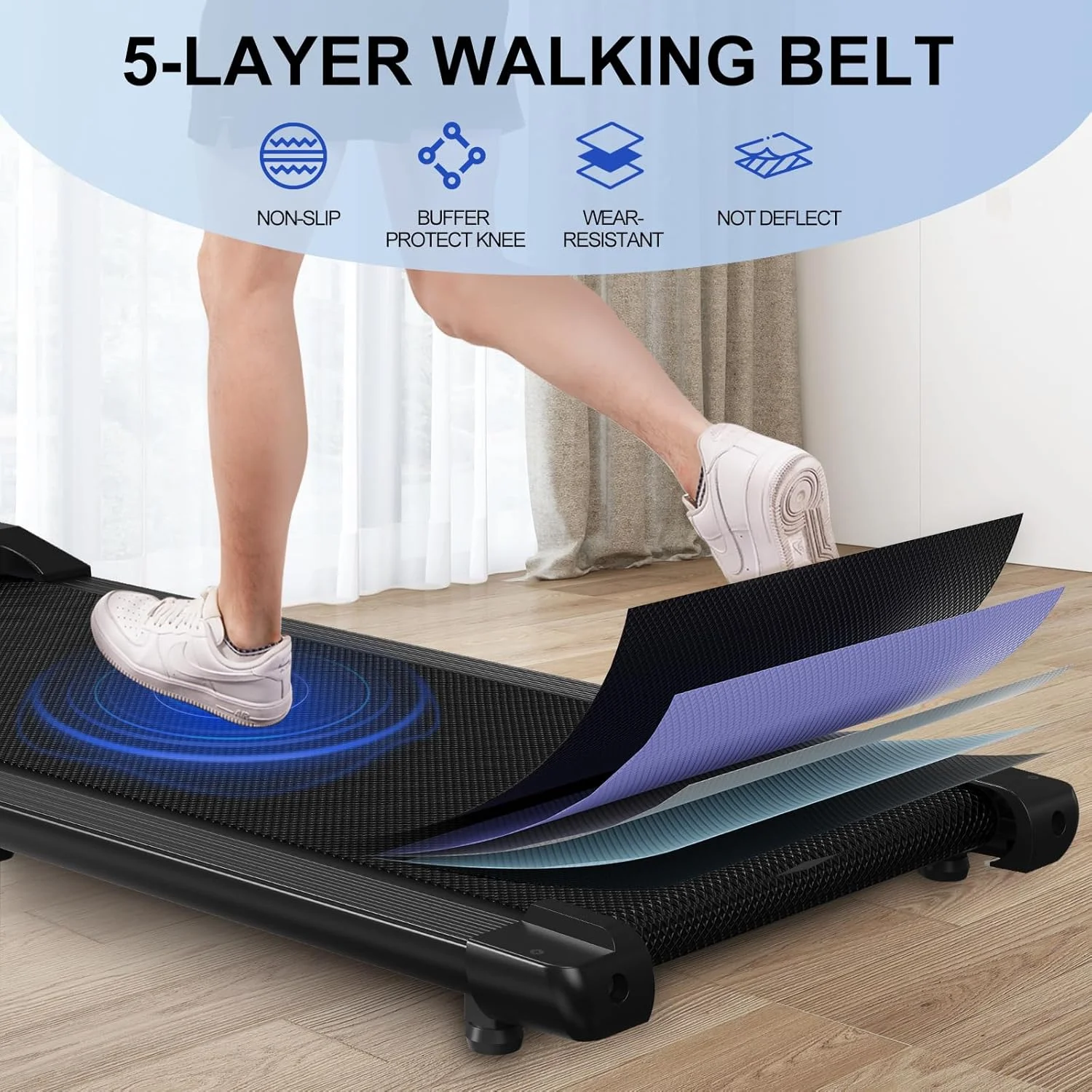 YDZJY 250lb Walking Pad, 0.6-2.5 mph Speed Range 1.2HP Quite Under Desk Treadmill, 2 in 1 Treadmill for Home/Office Exercise with Remote Control, Portable Treadmill with LED Display(Black)