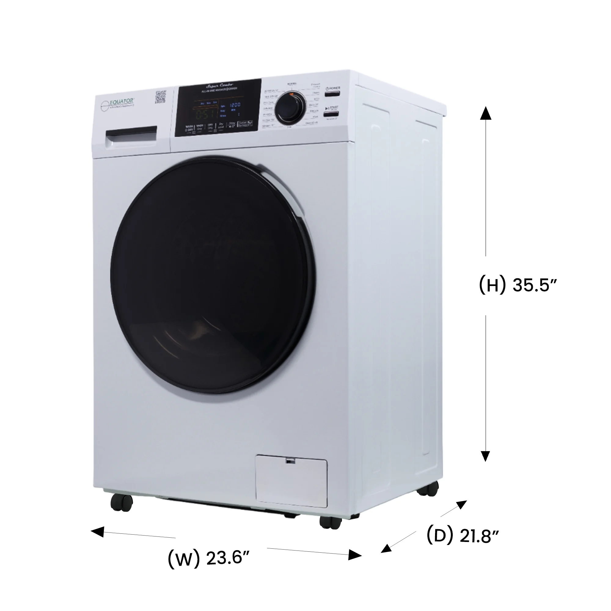 Equator 1.6cf 110V Vented/Ventless Sani Combo Washer Dryer Pet Cycle + Pedestal