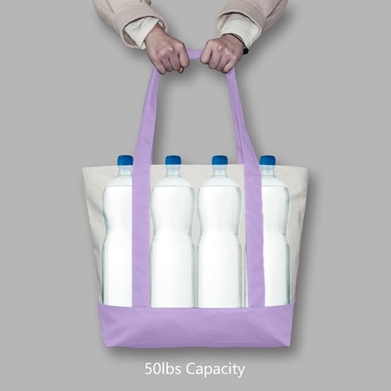 CANVORY 1-Pack Canvas Tote Bag with an External Pocket
