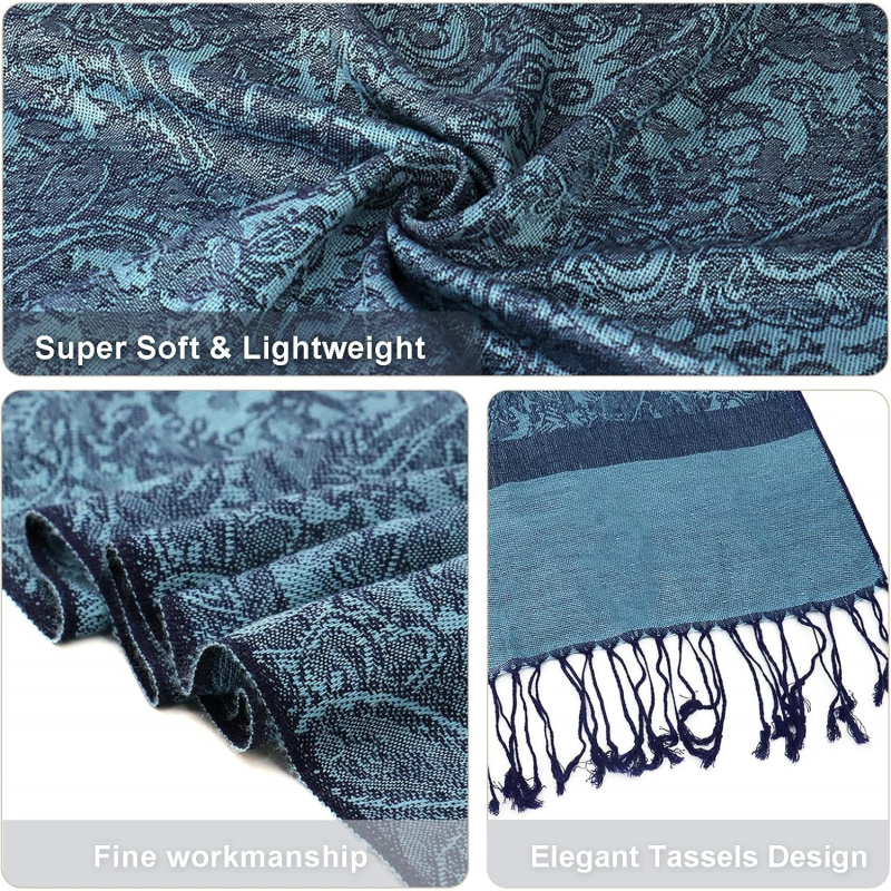 Silky Paisley Pashmina Shawl Scarf-Women's Soft