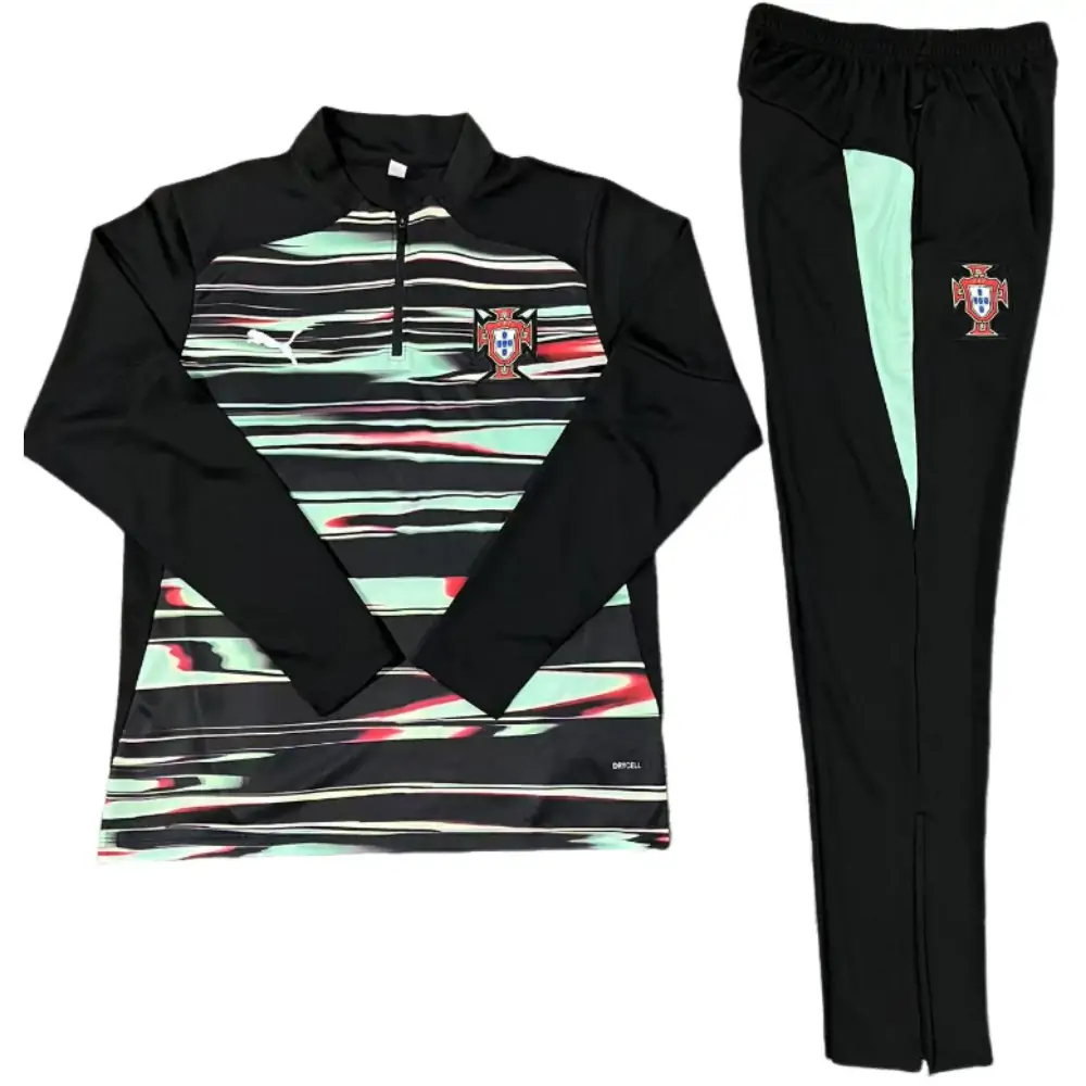 2025-26 New Season Portugal Green and Black [Camouflage] Children's Jersey