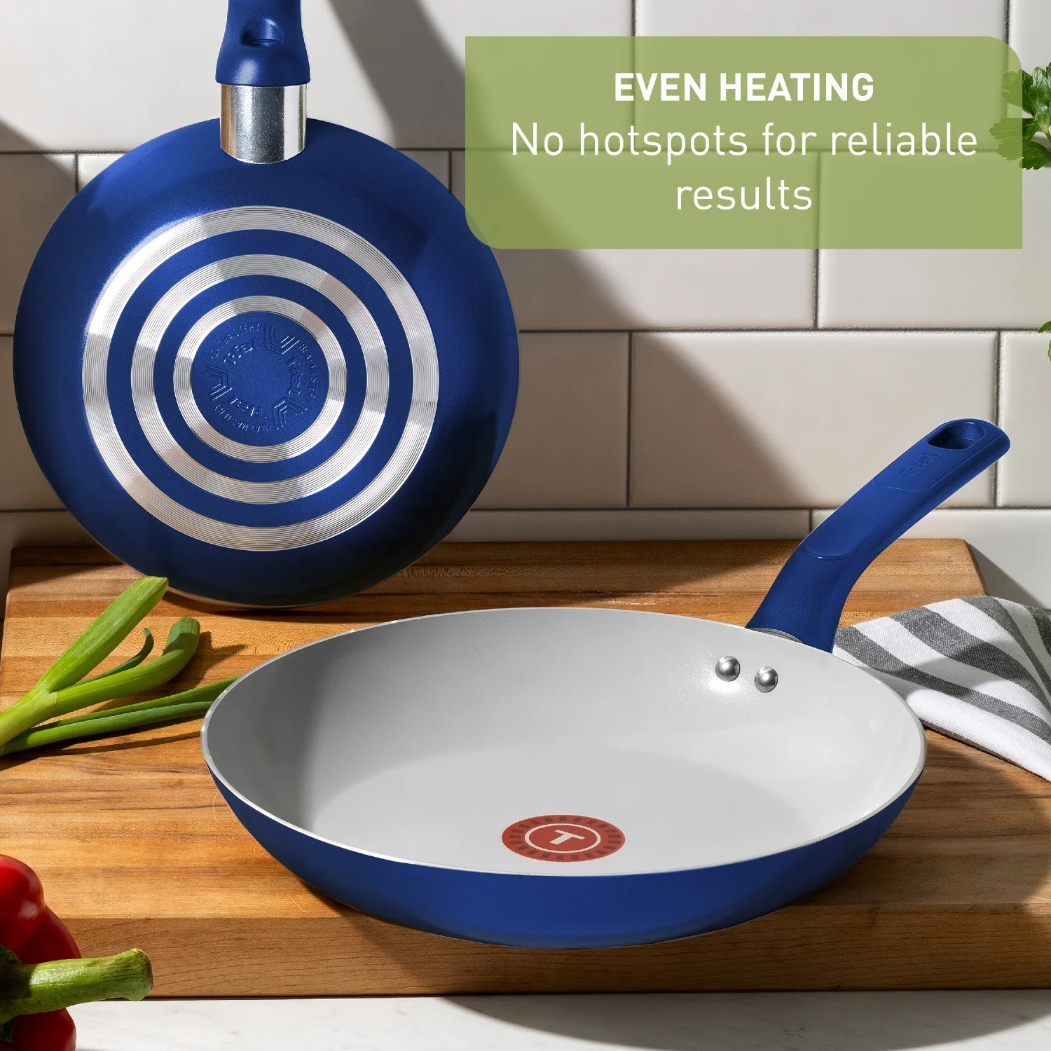 T-fal Easy Care Ceramic, 20 Piece Pots and Pans Cookware Set, Electric Blue