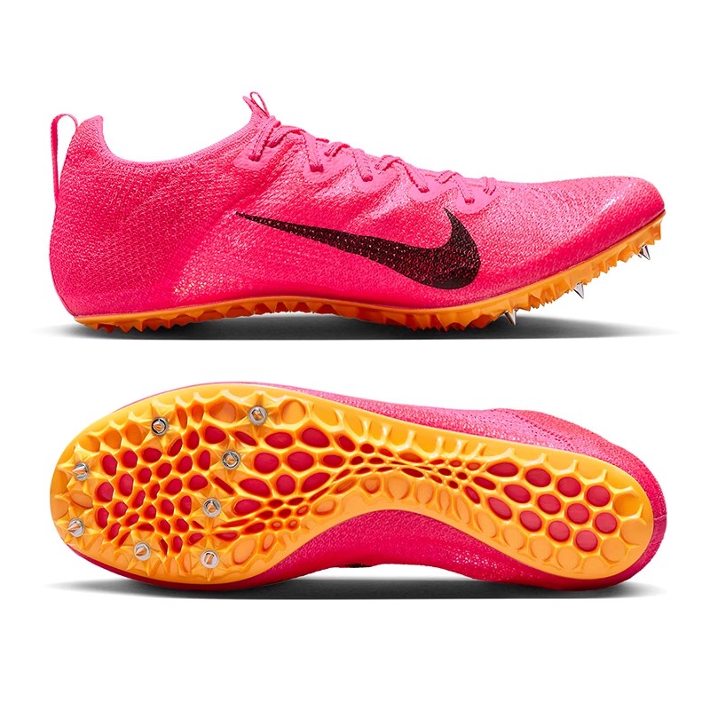 Fully knitted watermelon red sprint spikes