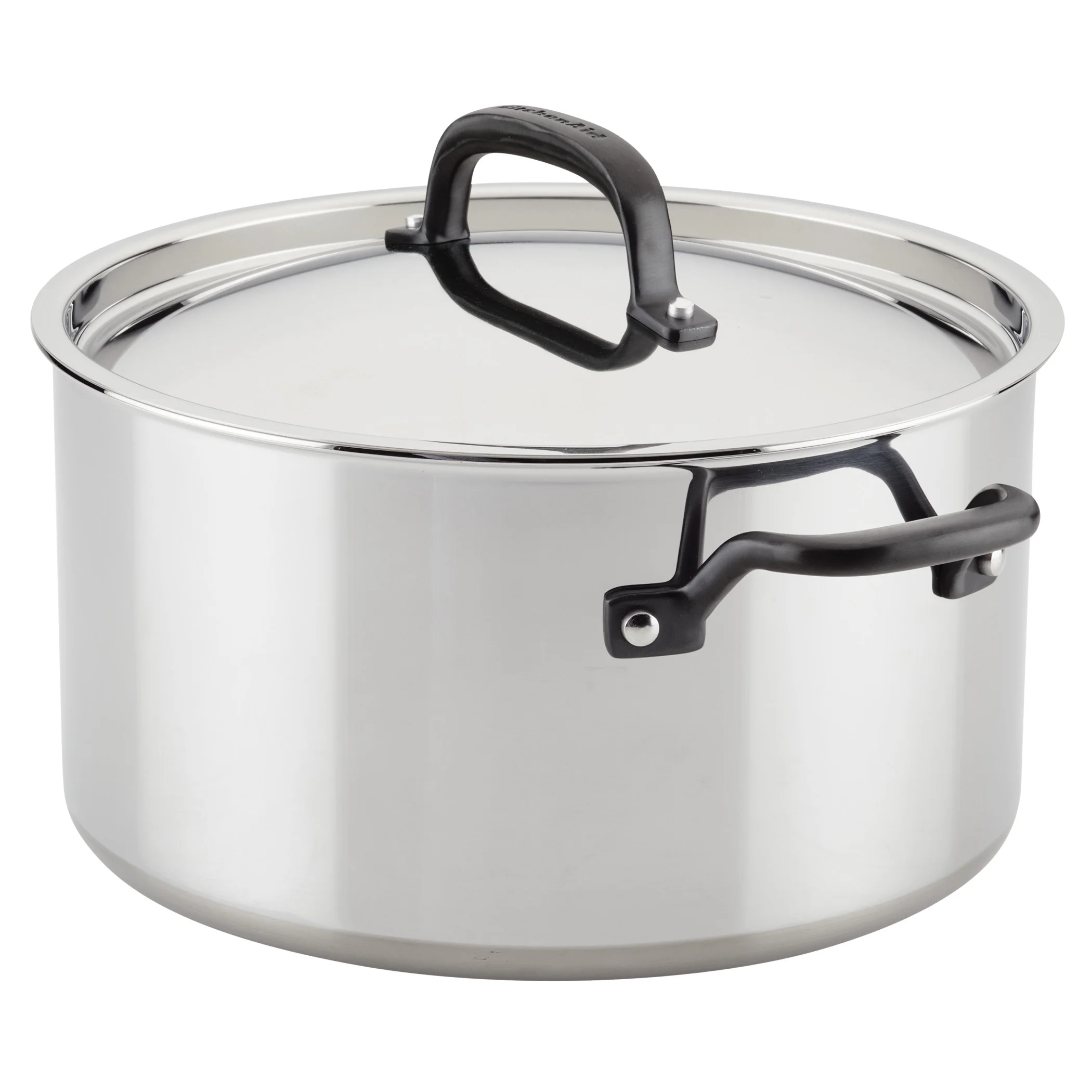 KitchenAid 5-Ply Clad 10 Pcs Stainless Steel Cookware Induction Pots and Pans Set, Dishwasher Safe, Metal Utensil, Broiler and Oven Safe to 500��F, Polished Stainless Steel