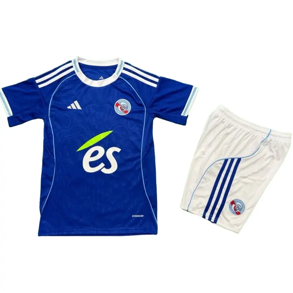 2025-26 Strasbourg Home Kit - Short Sleeve Children's suit Fans Edition
