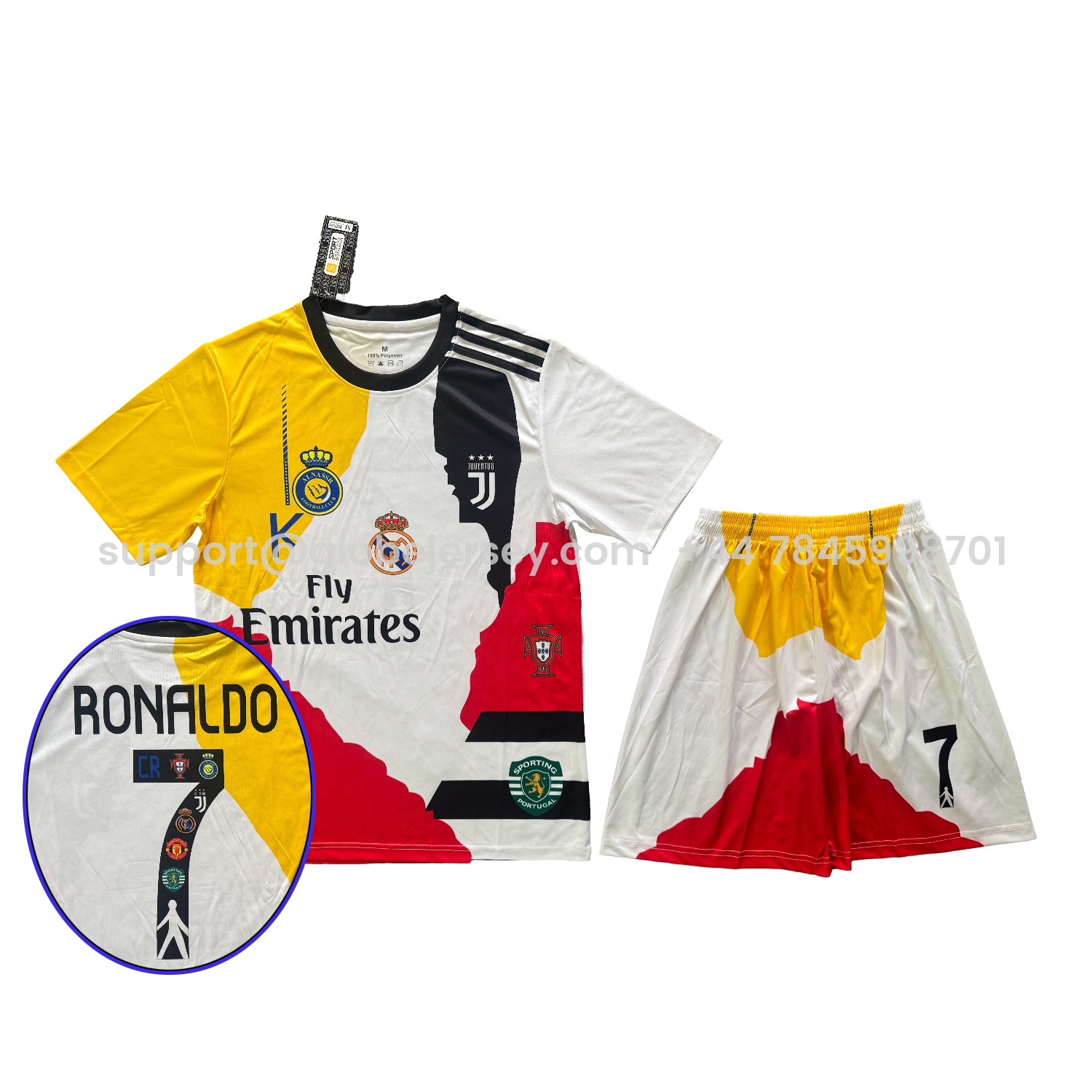 Cristiano Ronaldo Career Commemorative Men's Adult Jersey Set - Fans Version with Ronaldo #7 - Real Madrid Manchester United Juventus Portugal Al Nassr Sporting CP