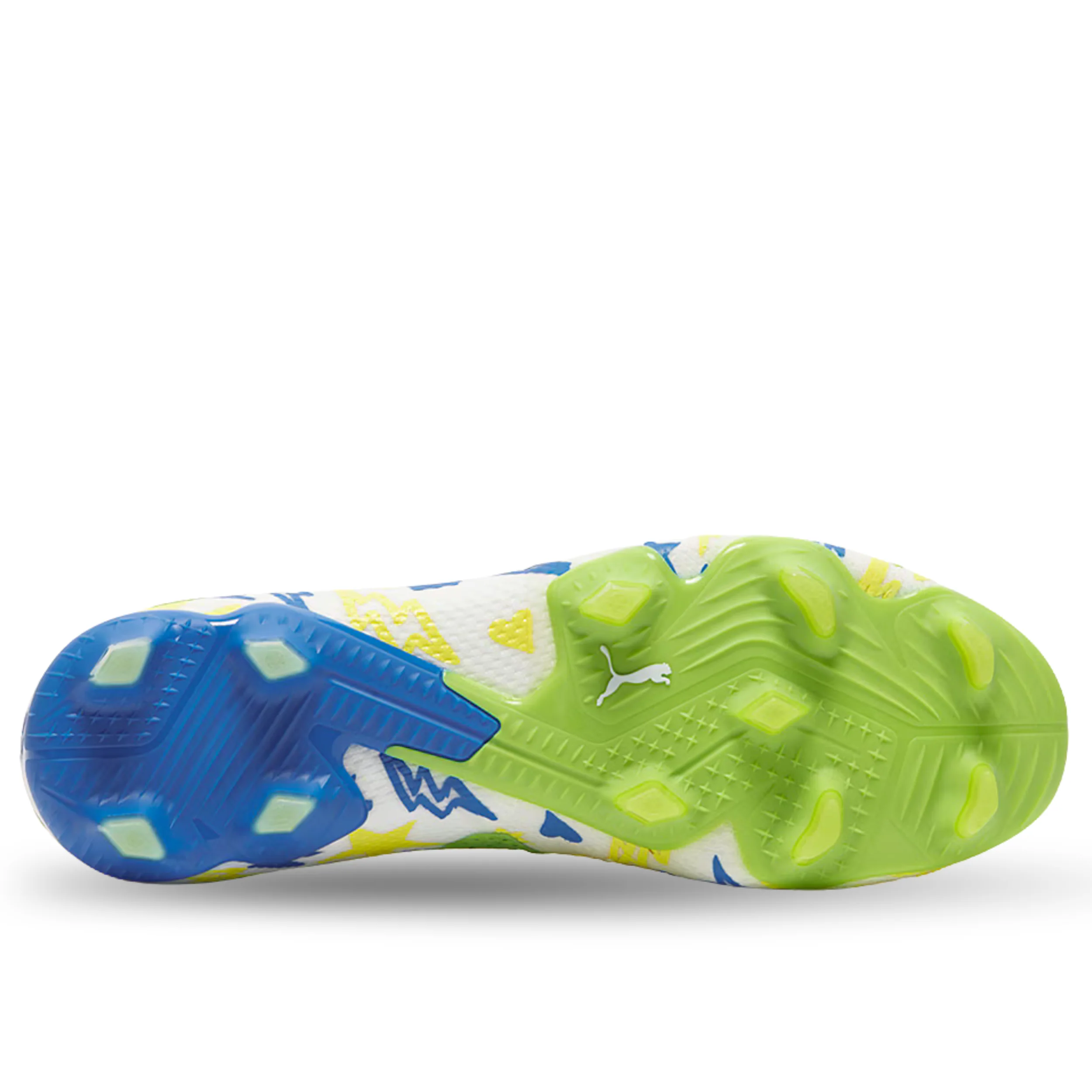 Puma Future Ultimate X Neymar Jr FG/AG Soccer Cleats (Puma White/Racing Blue/Parakeet Green)