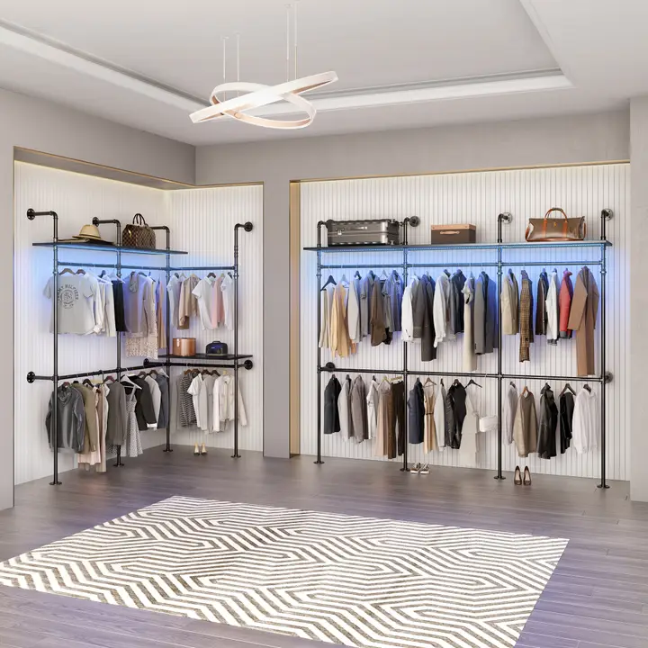 Reversible Garment Rack Closet Wardrobe Rack with Led Lights