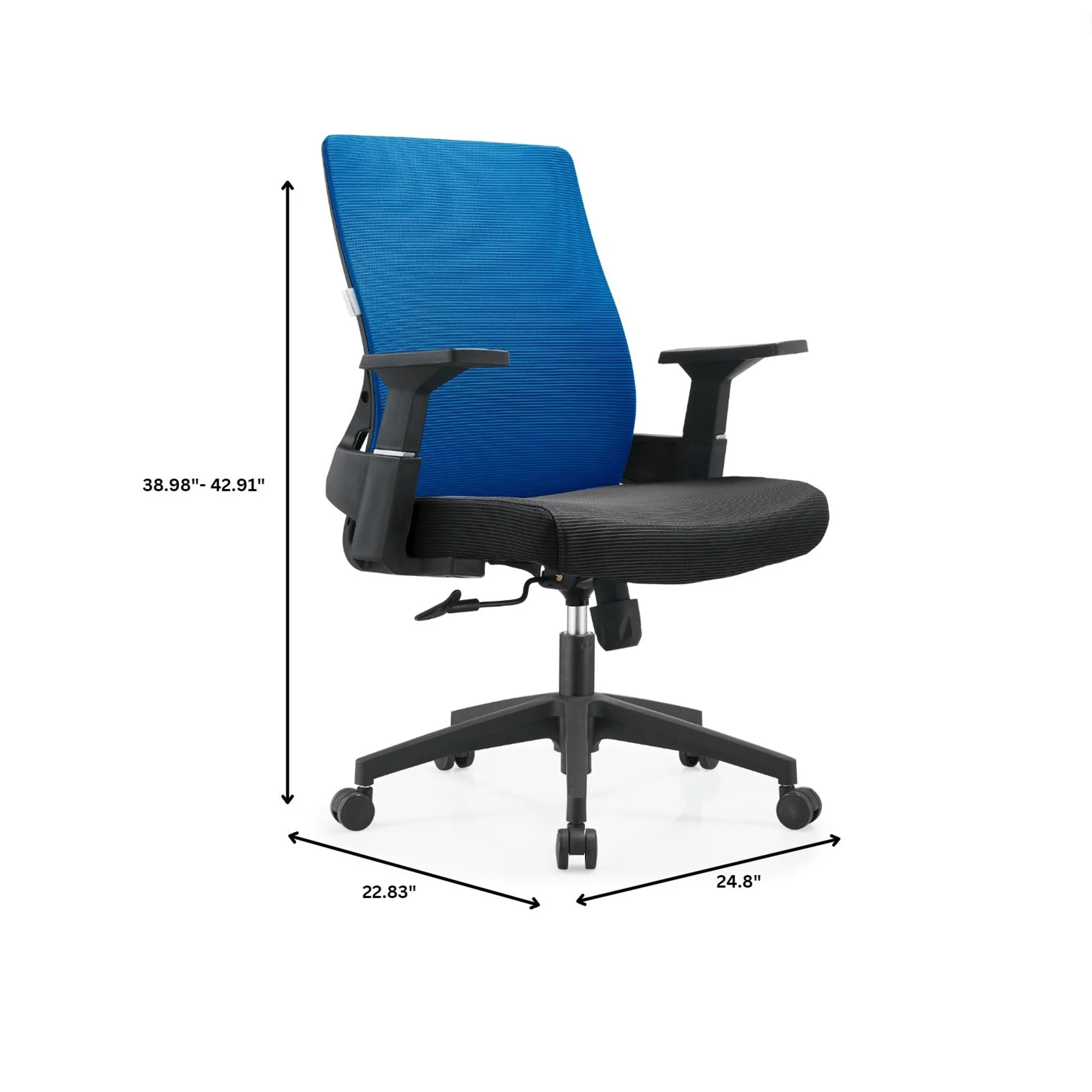 LeisureMod Brio Modern Office Chair Ergonomic Lumbar Support Computer Chair Adjustable Desk Chair with 360 Degree Swivel and Tilt in Blue