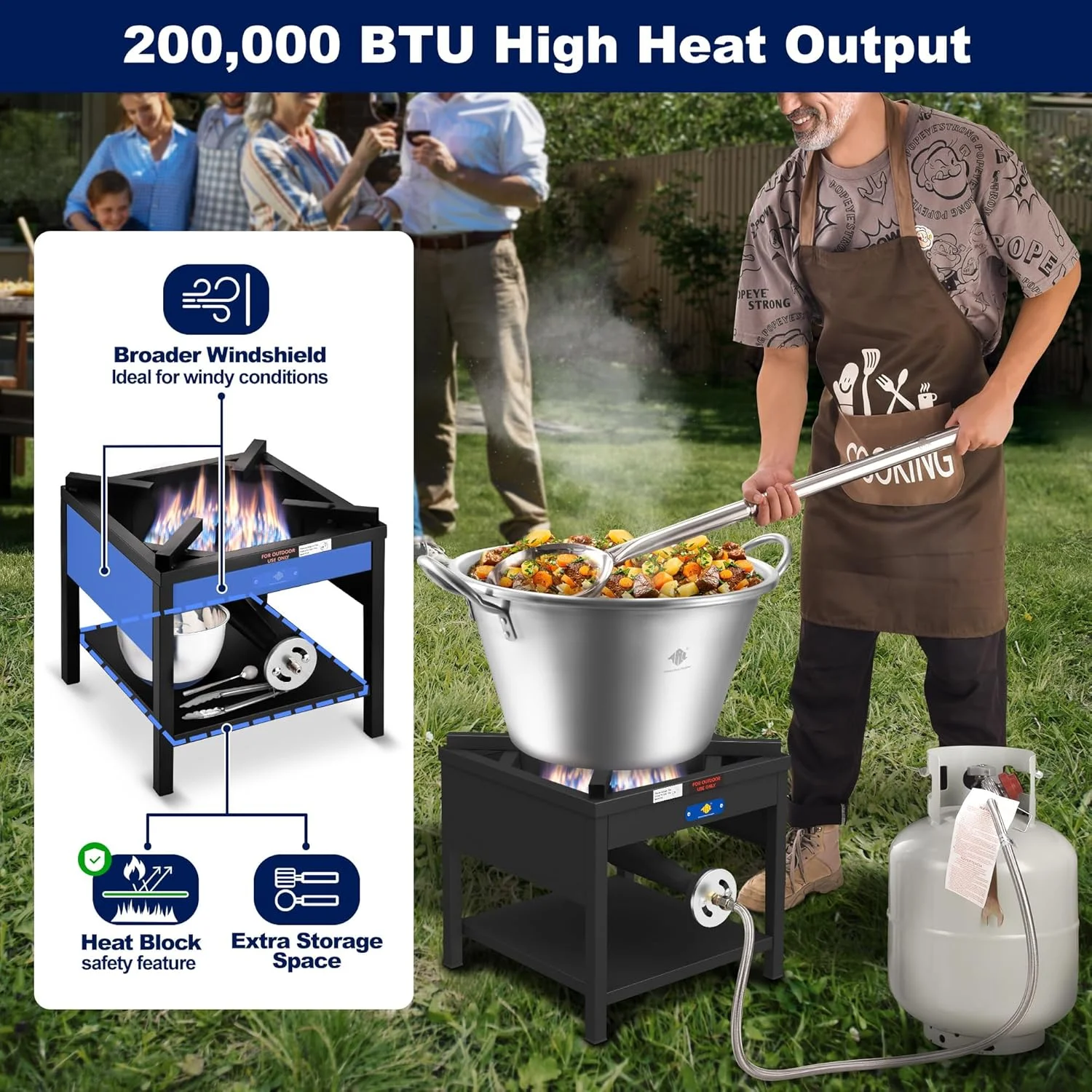 41QT Mexican Cazo Para Carnitas Set, 200,000BTU Propane Burner, 21
