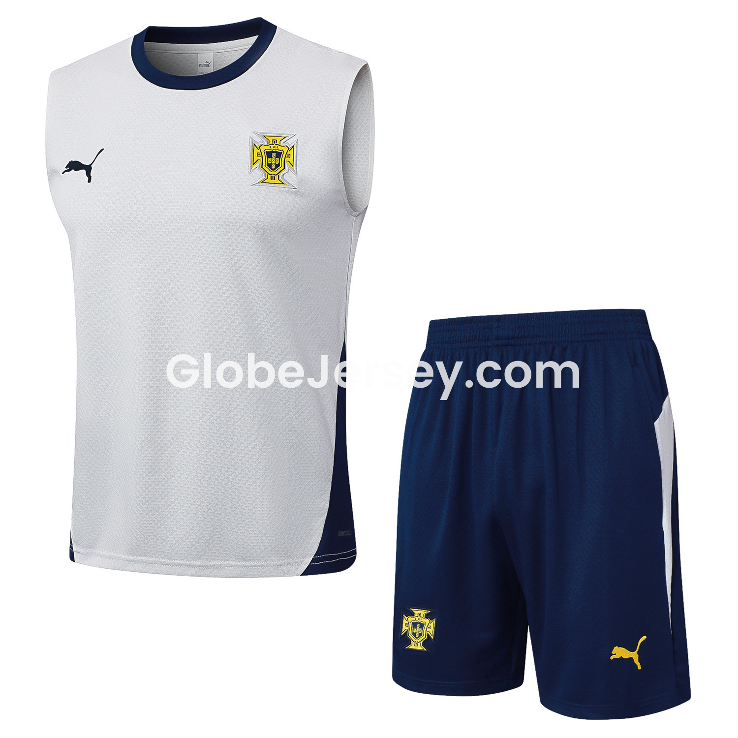 Portugal 25-26 Vest Training Set - Off White Top and Deep Blue Shorts